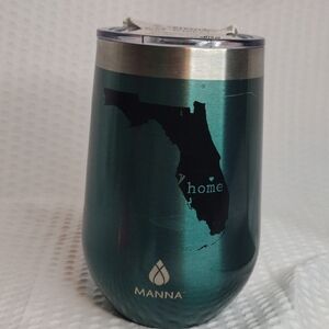Manna Teal Stainless Steel Tumbler with Florida Design 12 OZ